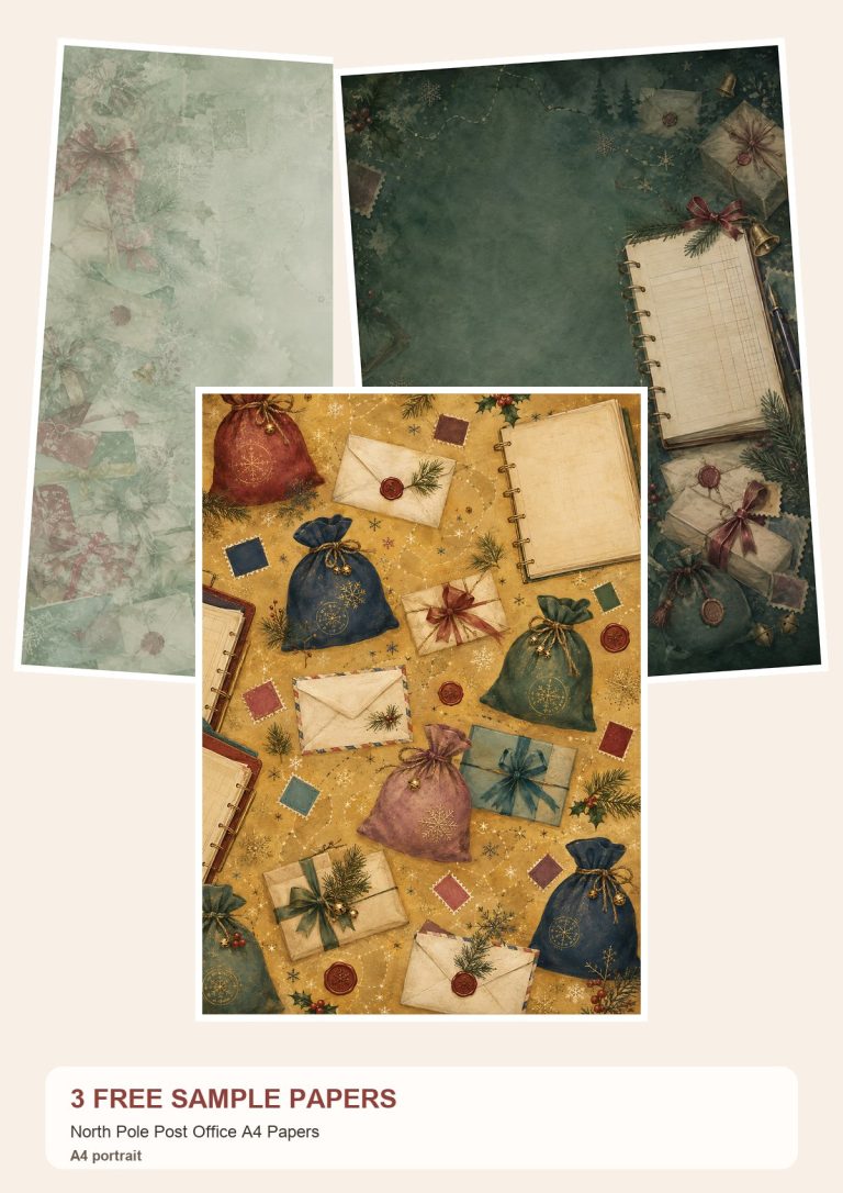 Free North Pole Post Office A4 Papers – 3 Printable Scrapbook Paper Samples preview
