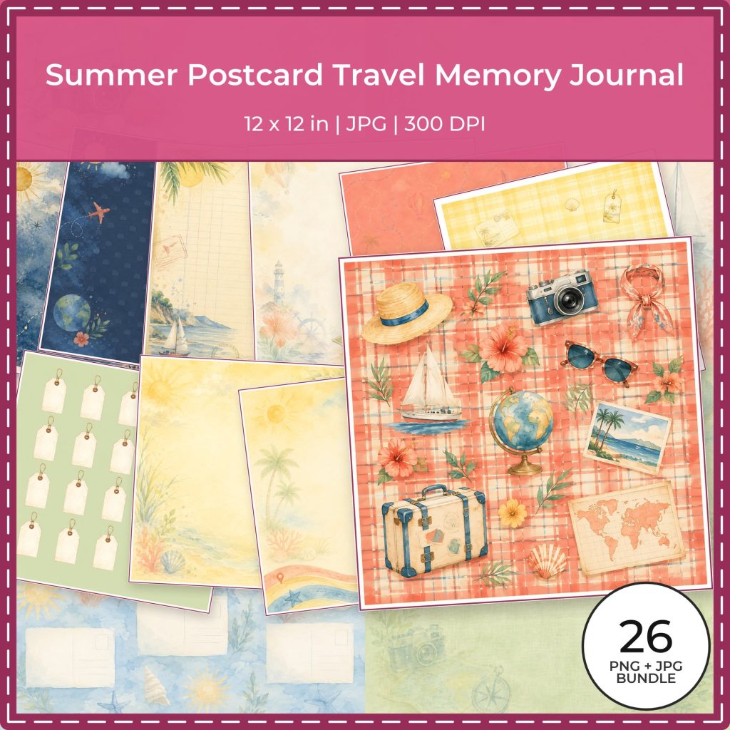 Summer Postcard Travel Memory Journal 24