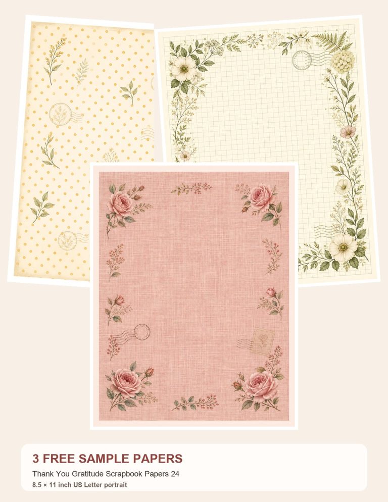 Free Thank You Gratitude Scrapbook Papers 24 – 3 Printable Scrapbook Paper Samples preview