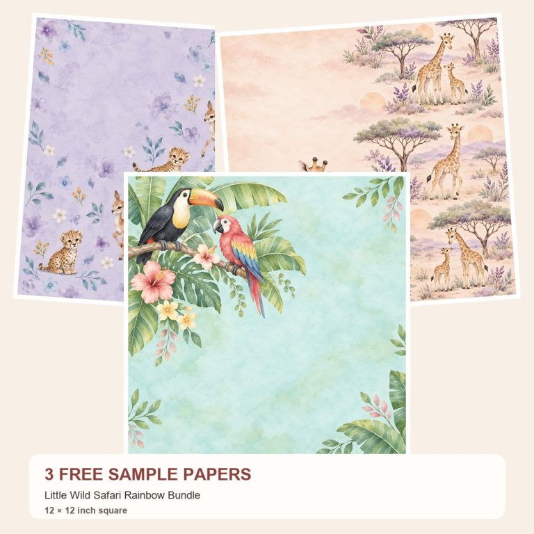 Free Little Wild Safari Rainbow Bundle – 3 square Paper Samples preview