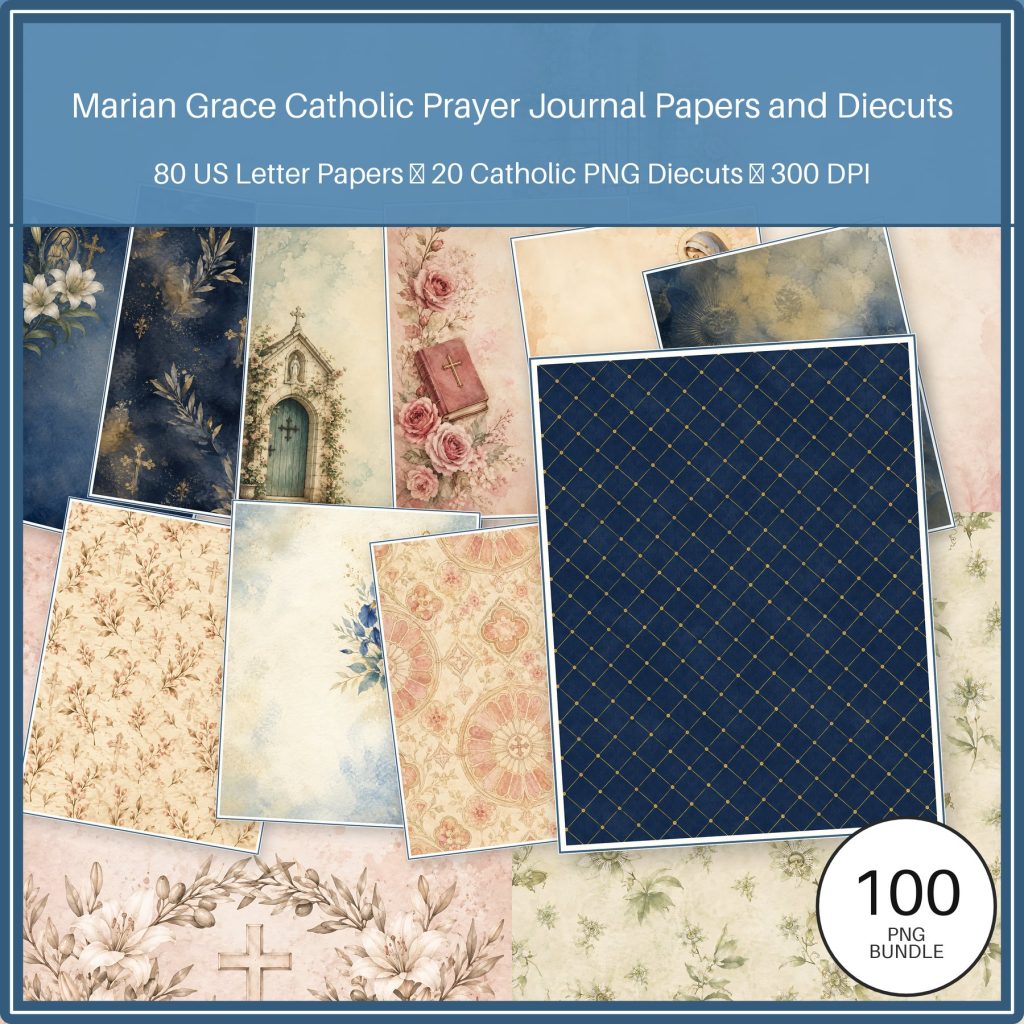 Marian Grace Catholic Prayer Journal Papers and Diecuts