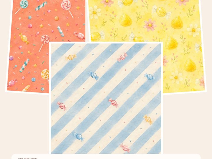 Free Treat Tales Candy Shop Storybook Digital – 3 Printable Scrapbook Paper Samples