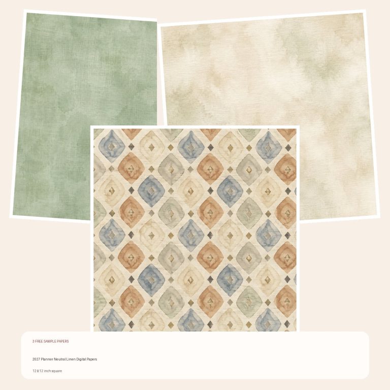 Free 2027 Planner Neutral Linen Digital Papers – 3 Printable Scrapbook Paper Samples preview