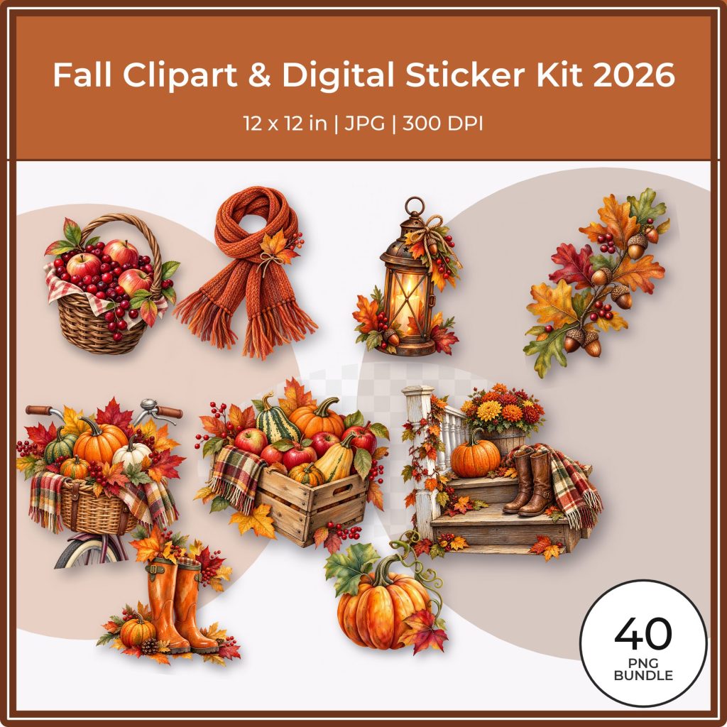Fall Clipart & Digital Sticker Kit 2026