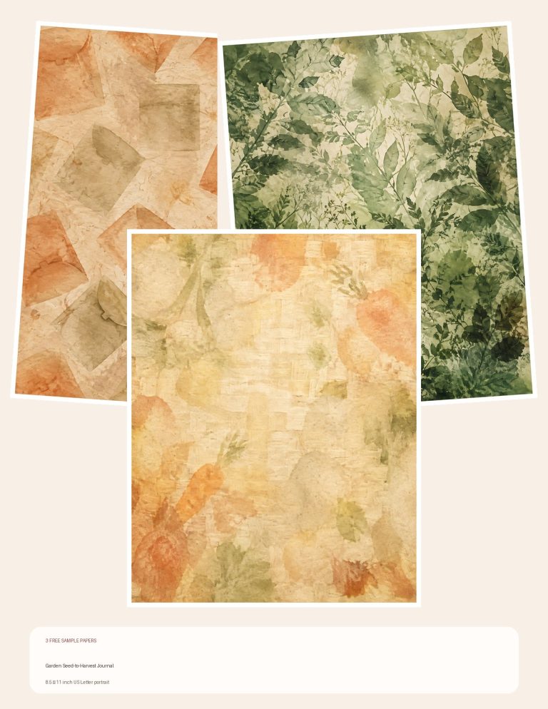 Free Garden Seed-to-Harvest Journal – 3 Printable Scrapbook Paper Samples preview