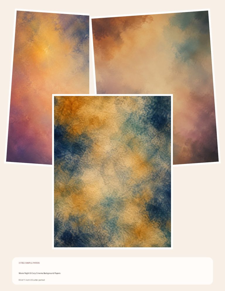 Free Movie Night & Cozy Cinema Background Papers – 3 Printable Scrapbook Paper Samples preview