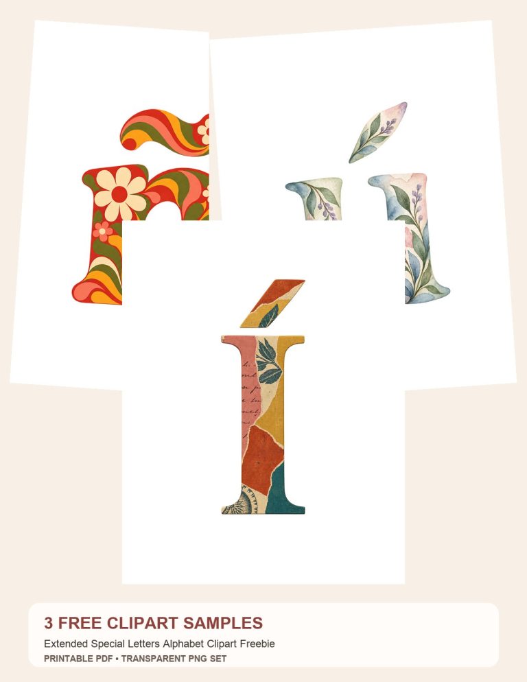 Free Extended Special Letters Alphabet Clipart Freebie – 3 Printable Clipart Samples preview