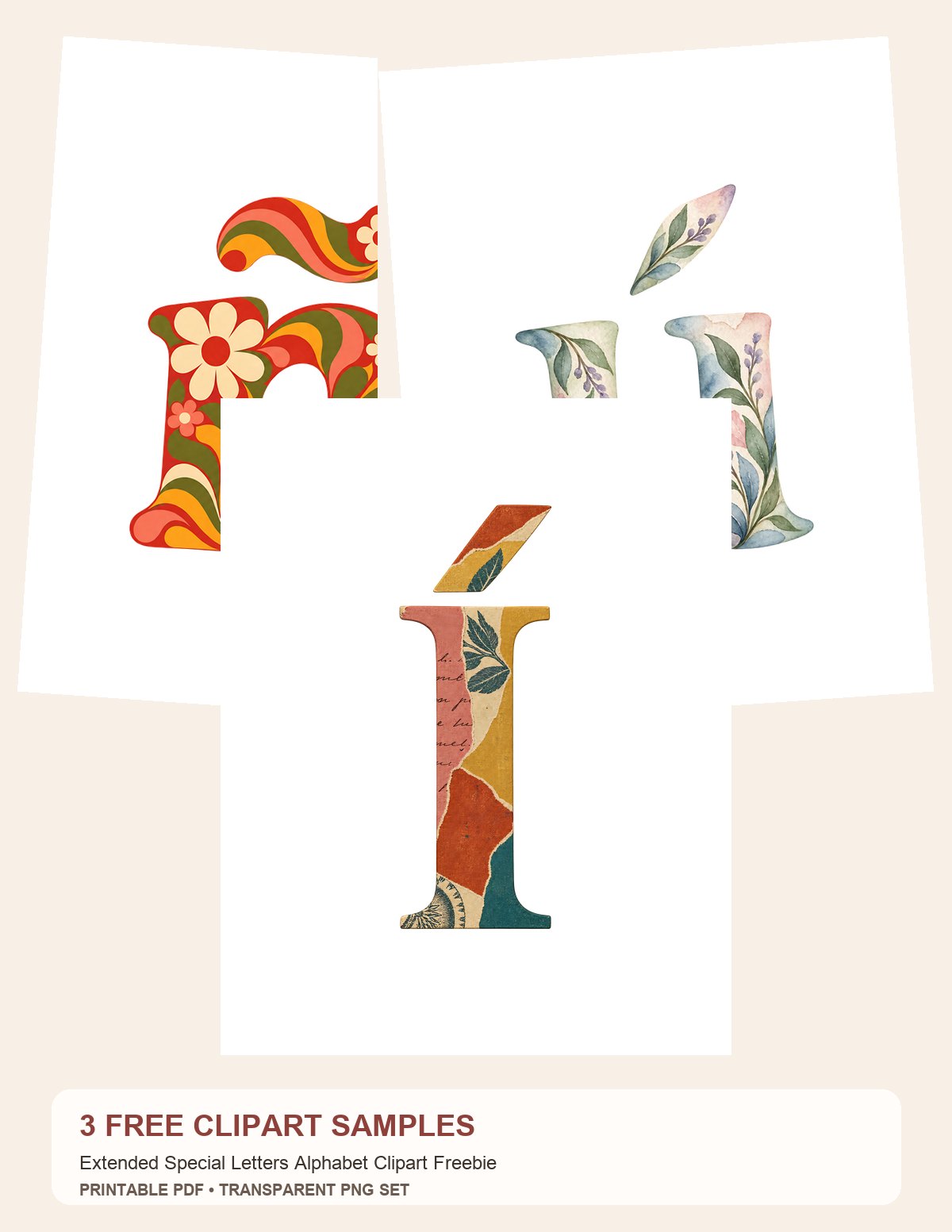 Free Extended Special Letters Alphabet Clipart Freebie – 3 Printable Clipart Samples