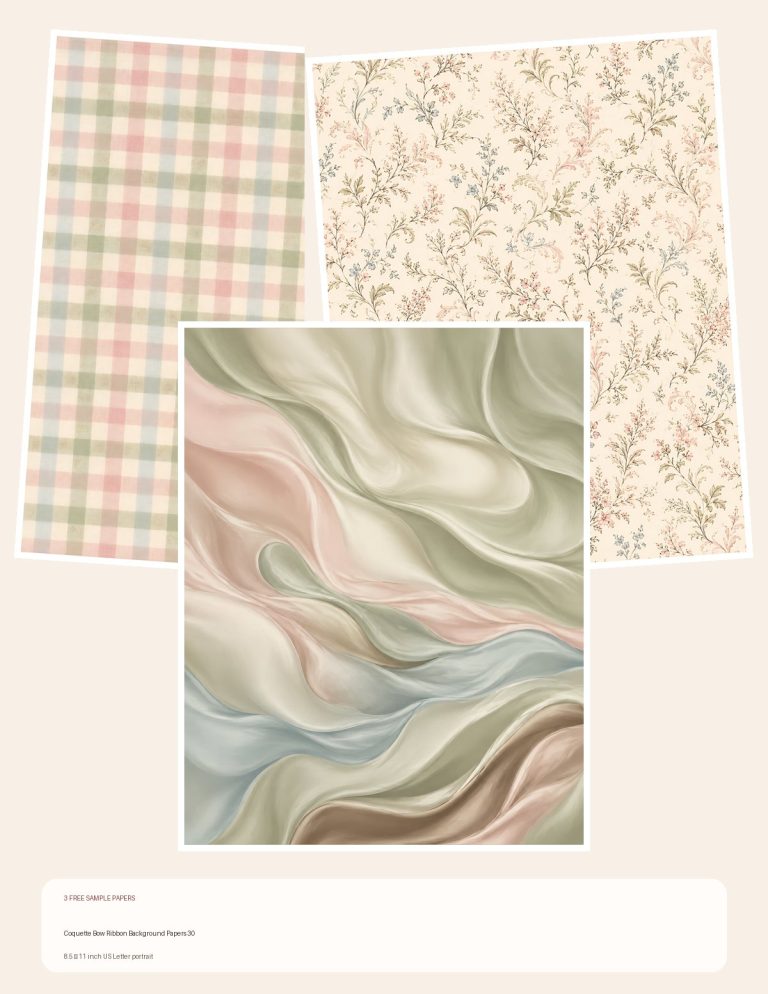 Free Coquette Bow Ribbon Background Papers 30 – 3 Printable Scrapbook Paper Samples preview