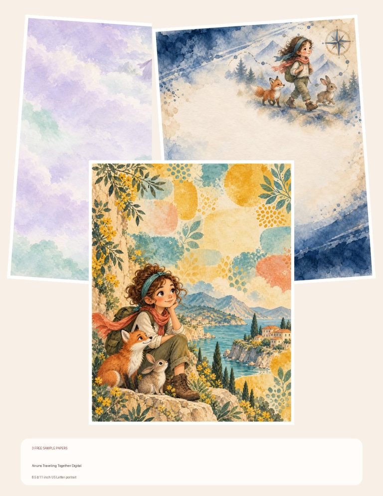 Free Airuns Traveling Together Digital – 3 Printable Scrapbook Paper Samples preview
