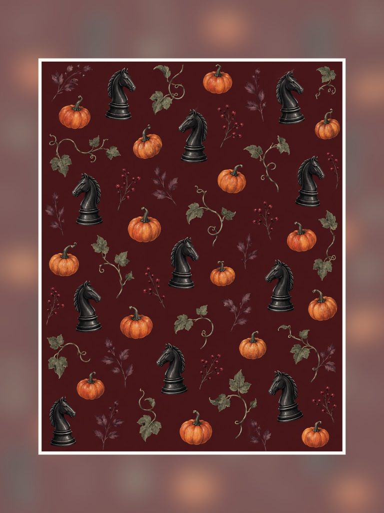 Dark Halloween Chess Scrapbook Paper poster portrait