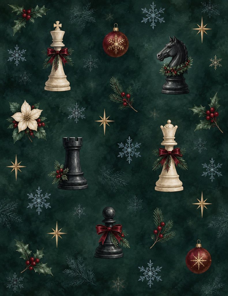 Dark Christmas Chess Scrapbook Paper