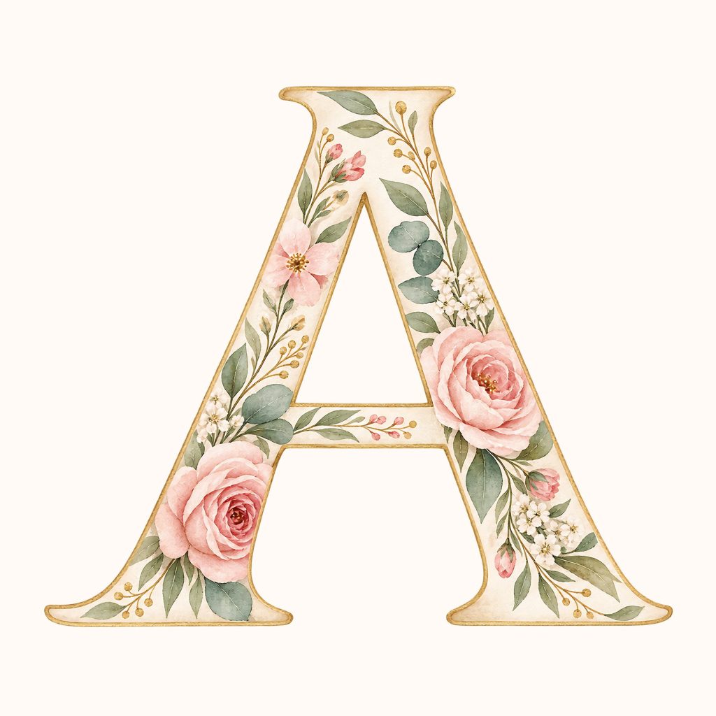 Watercolor Botanical Alphabet And Number