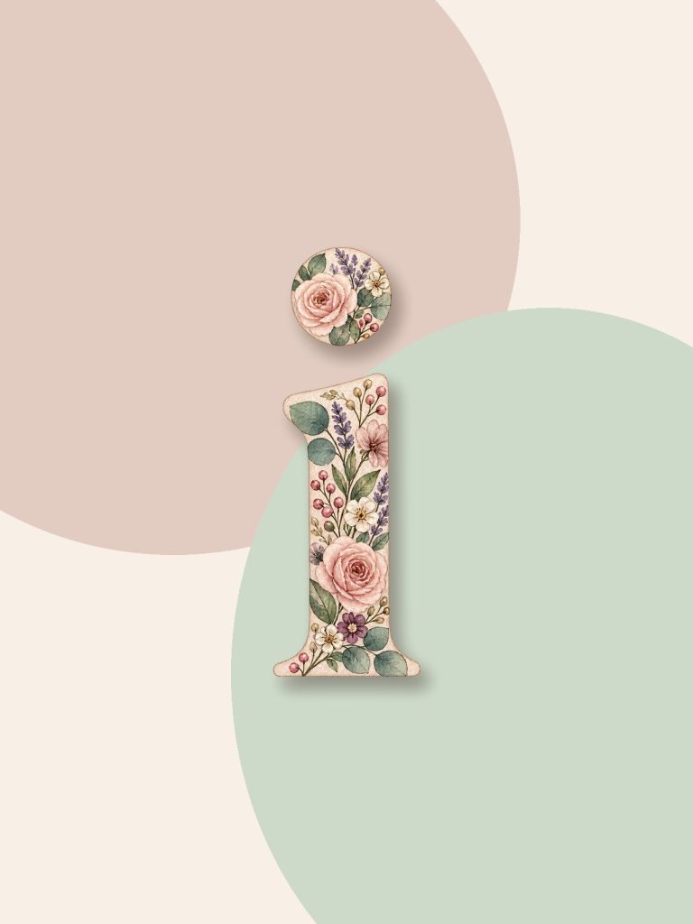 Watercolor Botanical Alphabet And Number poster portrait