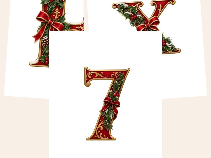 Free Christmas Alphabet and Number Clipart PNG Bundle – 3 Printable Clipart Samples
