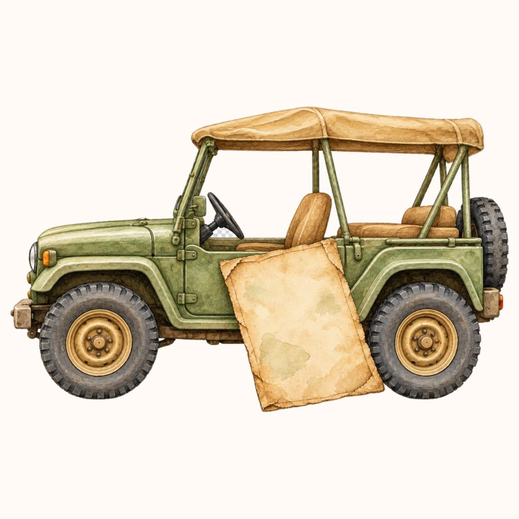 Safari Truck Watercolor Papers Clipart