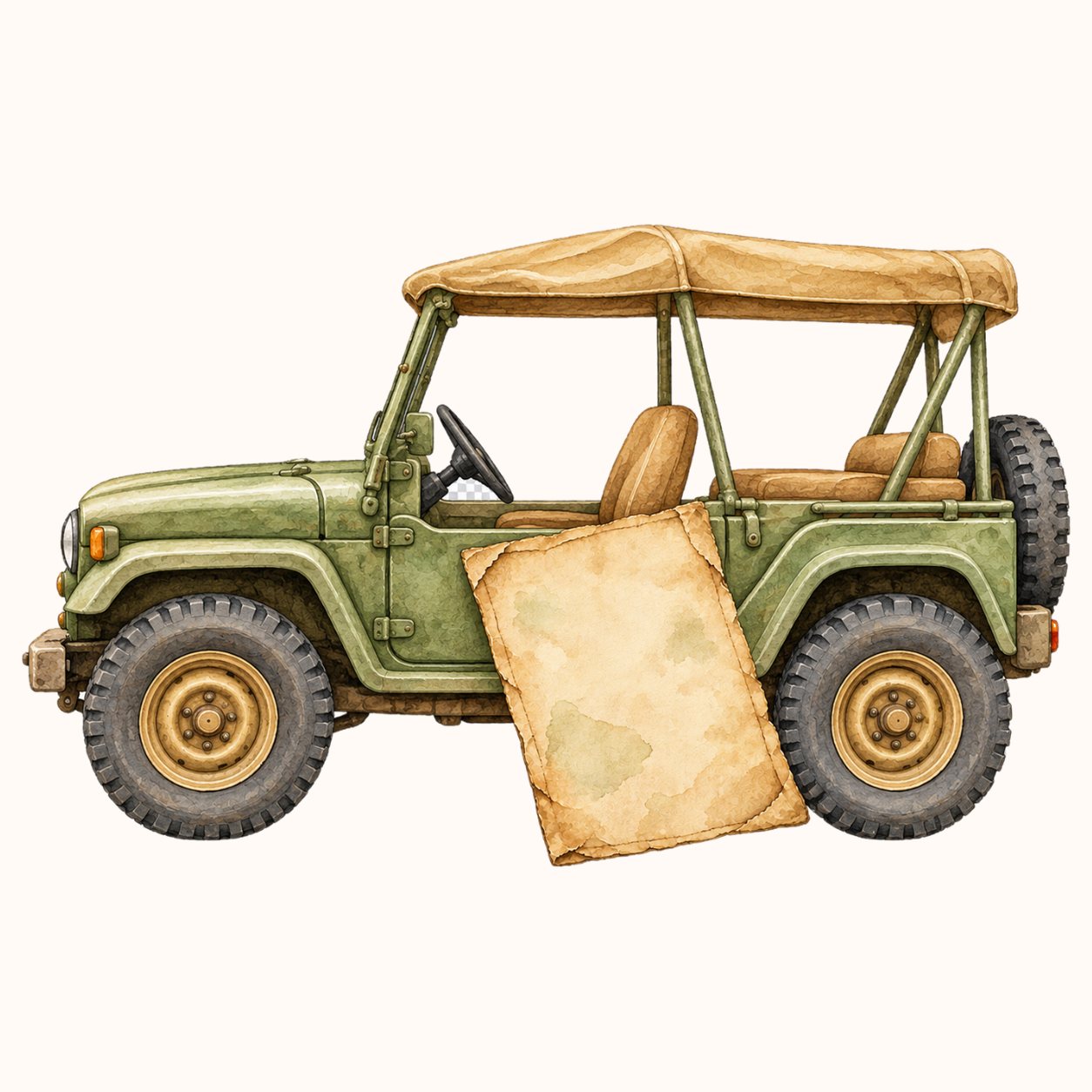 Safari Truck Watercolor Papers Clipart