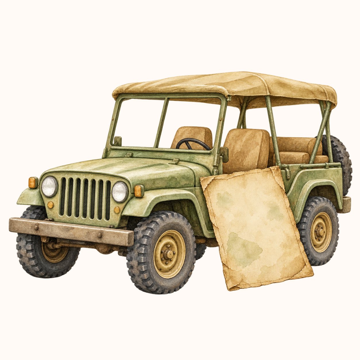 Safari Truck Watercolor Papers Clipart preview 2