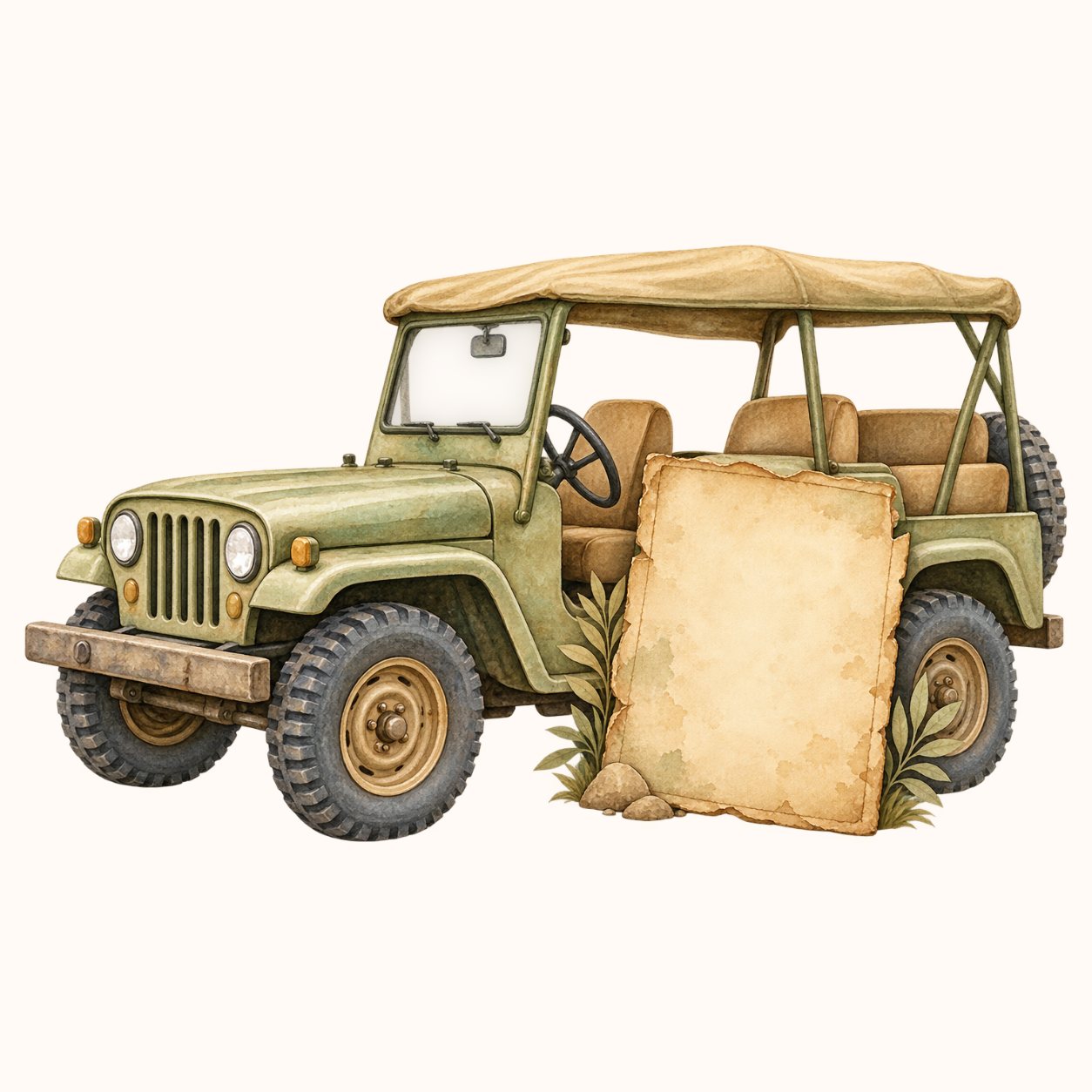 Safari Truck Watercolor Papers Clipart preview 3