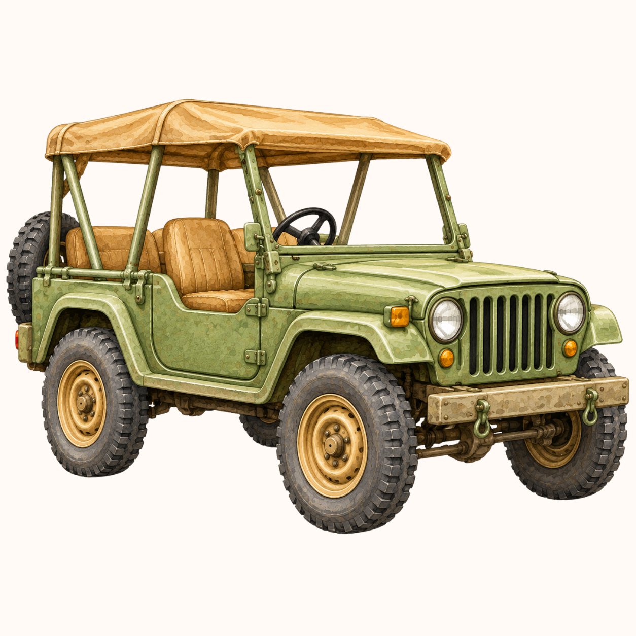 Safari Truck Watercolor Papers Clipart preview 4