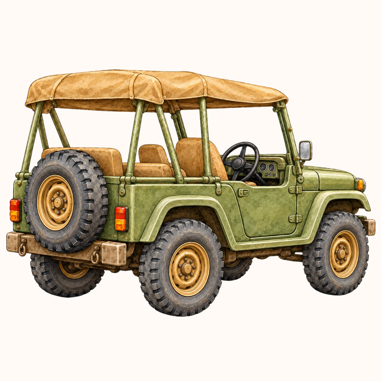 Safari Truck Watercolor Papers Clipart preview 5