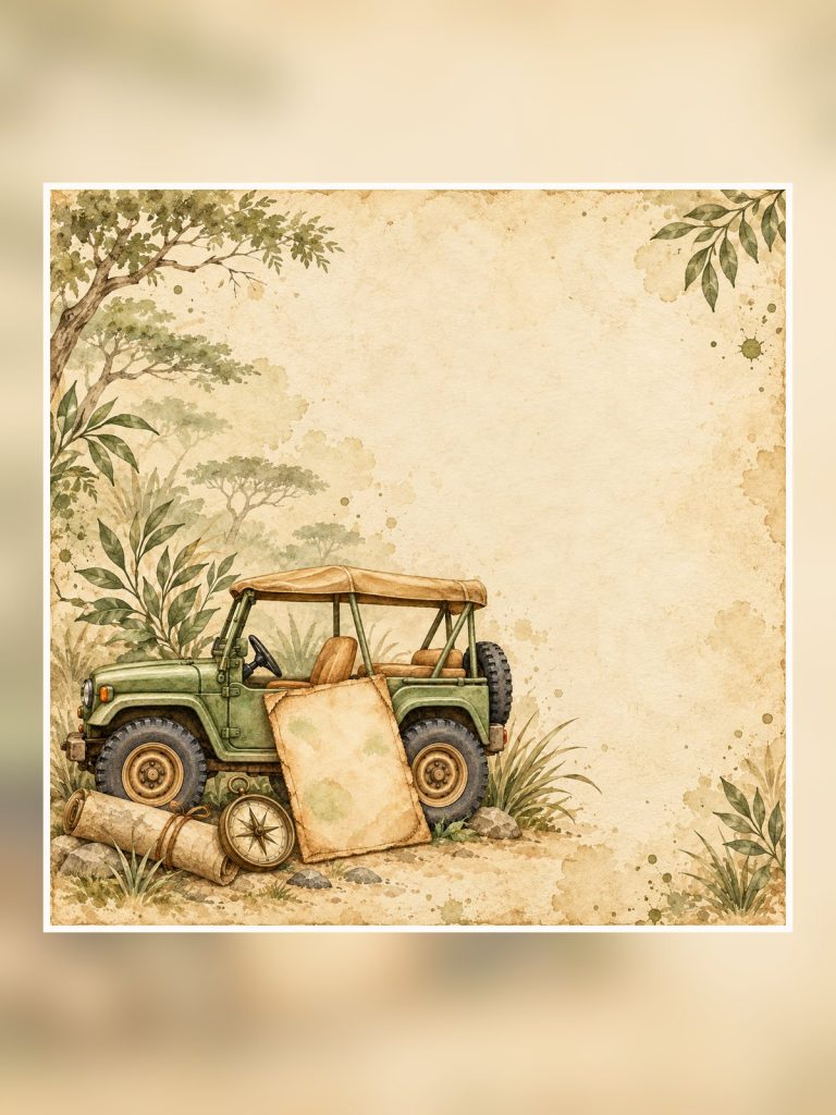 Safari Truck Watercolor Papers Clipart poster portrait