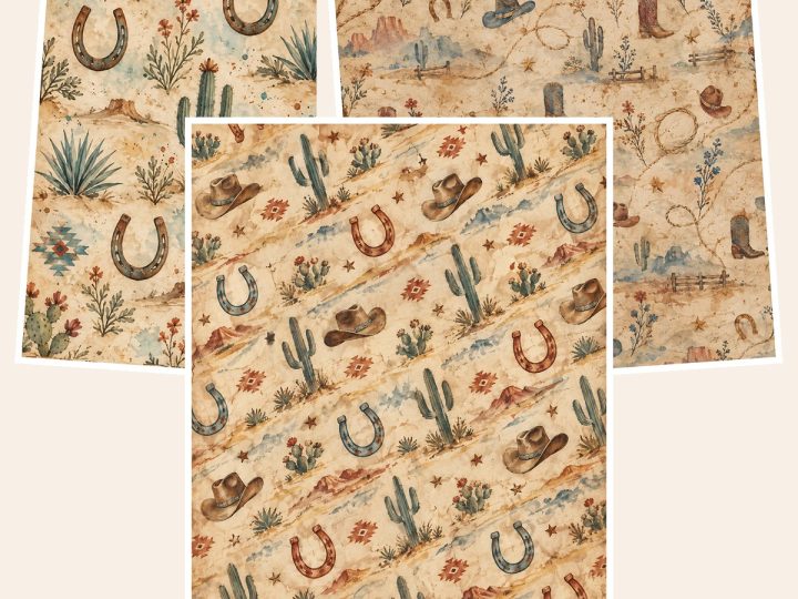 Free Western Rodeo Memory – 3 Printable Scrapbook Paper Samples