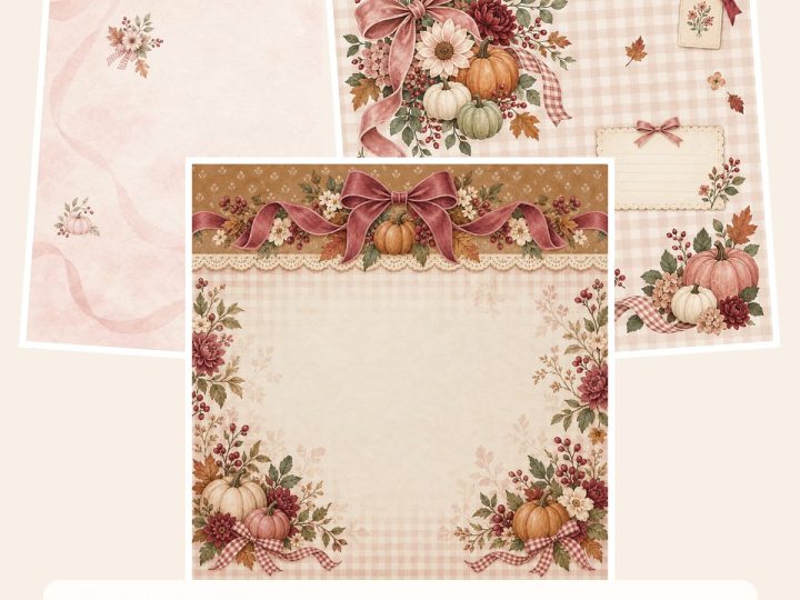 Free Coquette Fall Bows Ribbon Journal Kit – 3 square Paper Samples