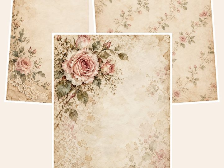 Free Vintage Shabby Chic Floral – 3 Printable Scrapbook Paper Samples