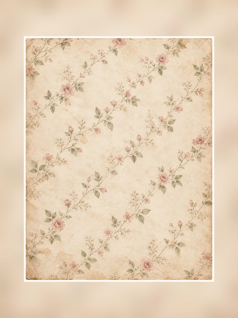 Vintage Shabby Chic Floral Scrapbook poster portrait