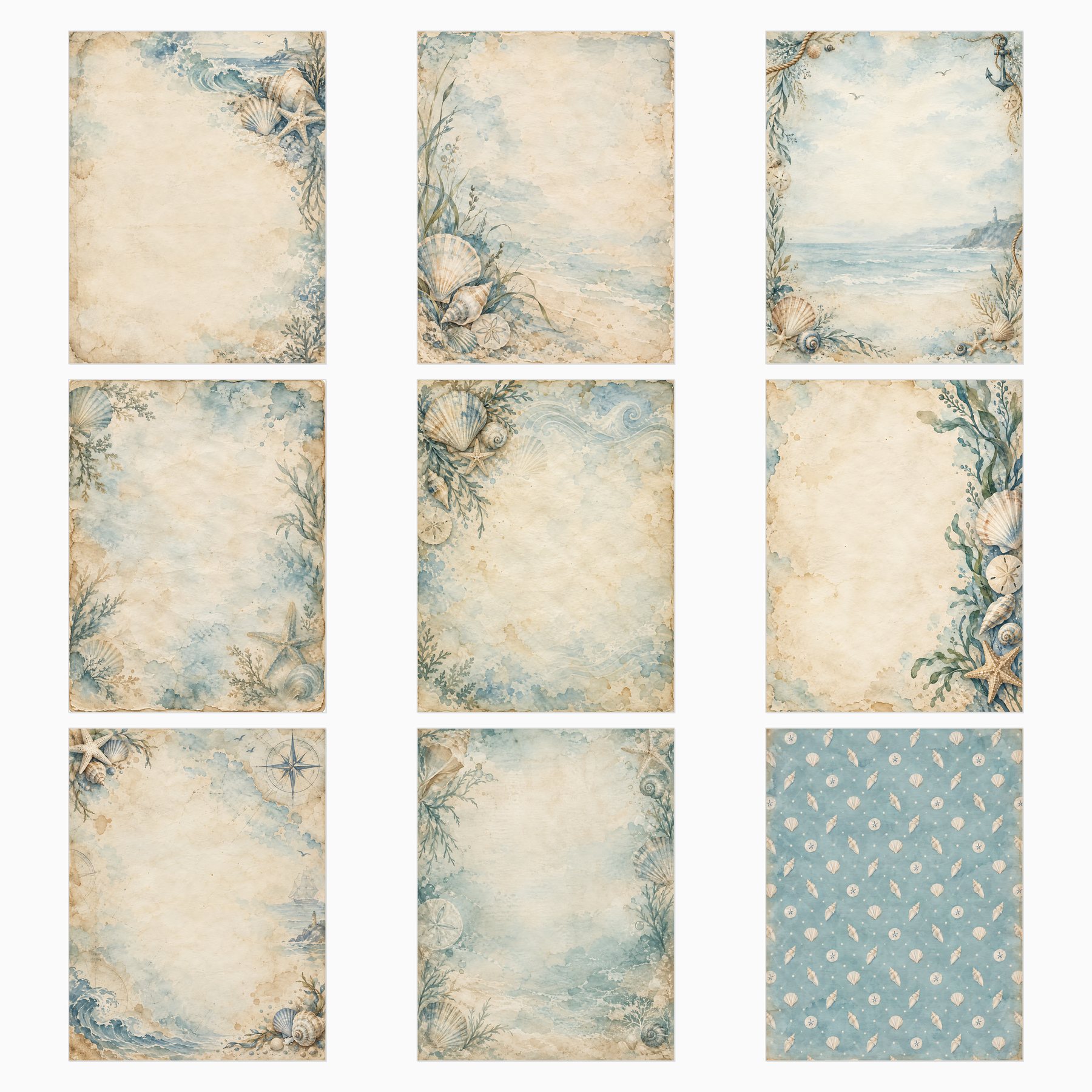 Coastal Seashell Nautical 40 US Letter Scrapbook Papers preview 2