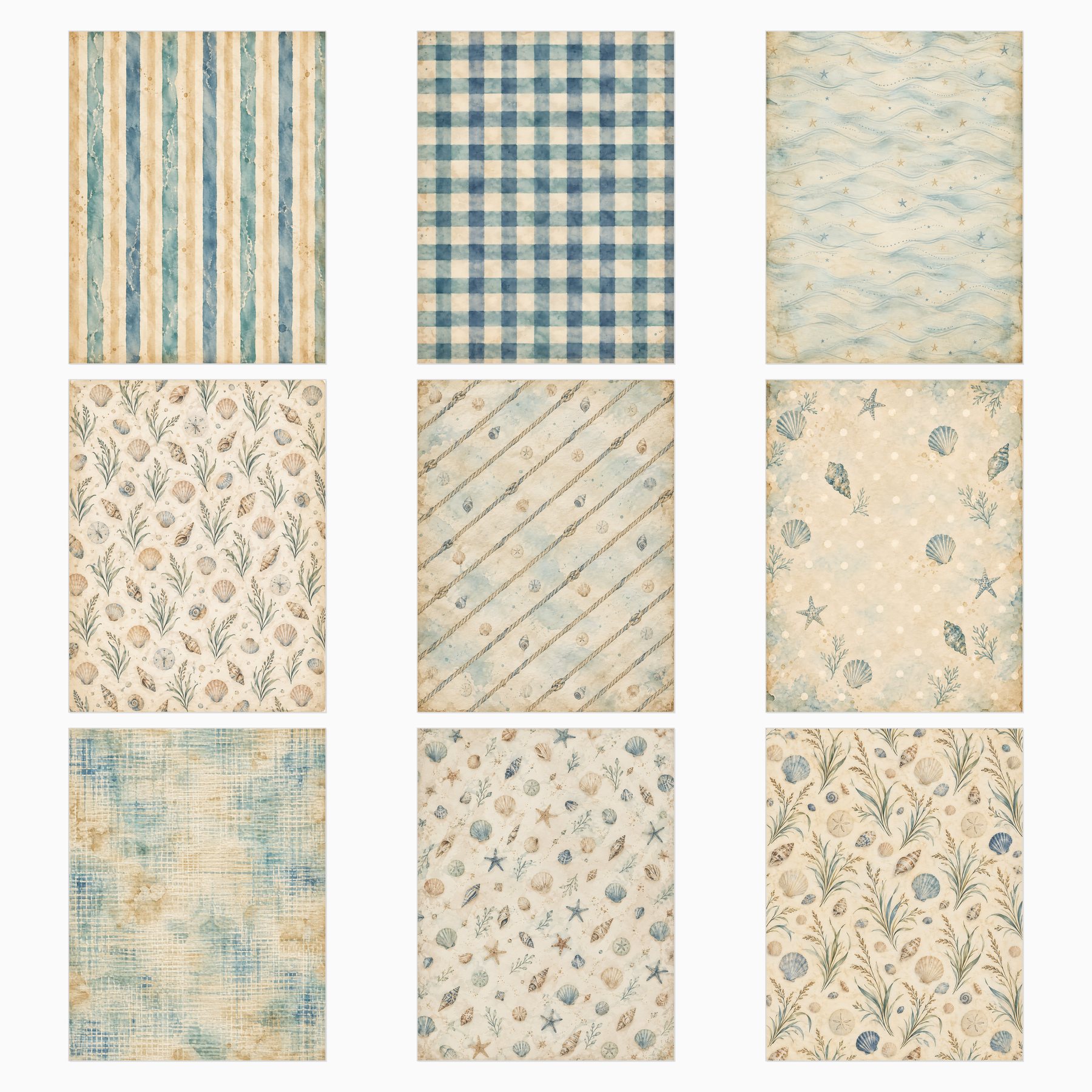 Coastal Seashell Nautical 40 US Letter Scrapbook Papers preview 3