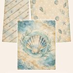 Free Coastal Seashell Nautical 40 Us Letter Scrapbook Papers – 3 Printable Scrapbook Paper Samples preview