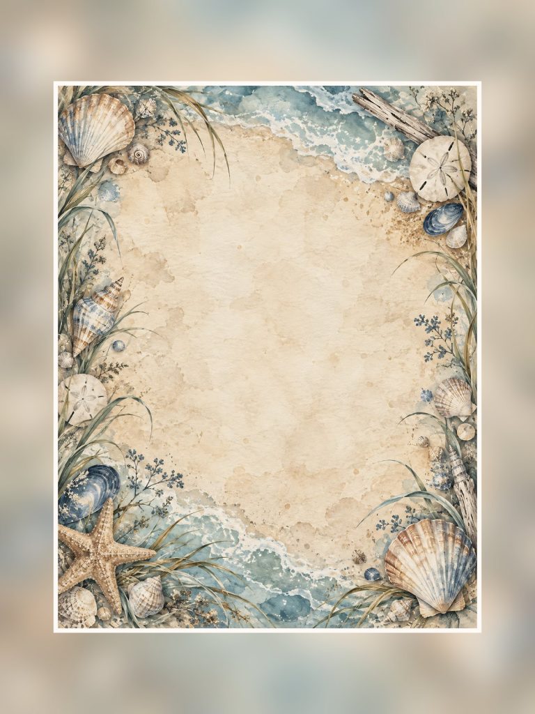 Coastal Seashell Nautical 40 Us Letter poster portrait