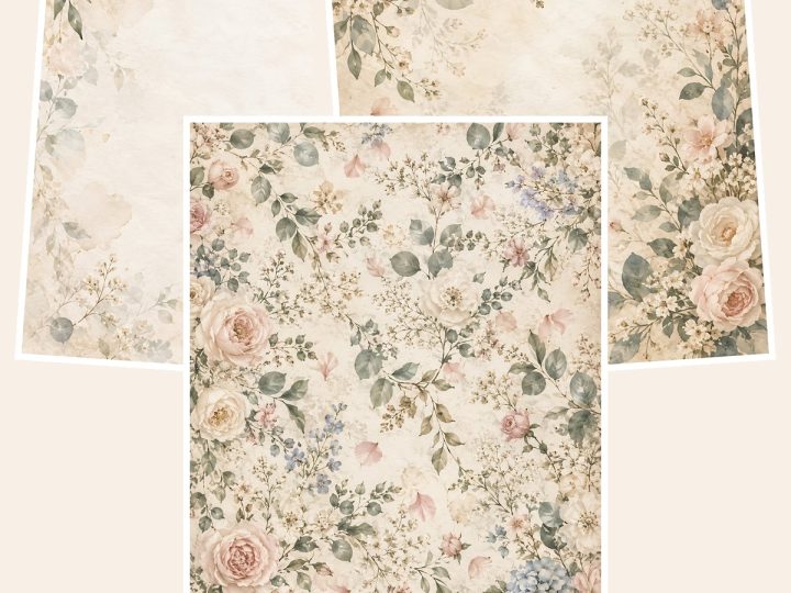Free Bridal Garden Guestbook – 3 Printable Scrapbook Paper Samples