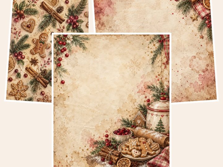 Free Cranberry Gingerbread Holiday – 3 Printable Scrapbook Paper Samples
