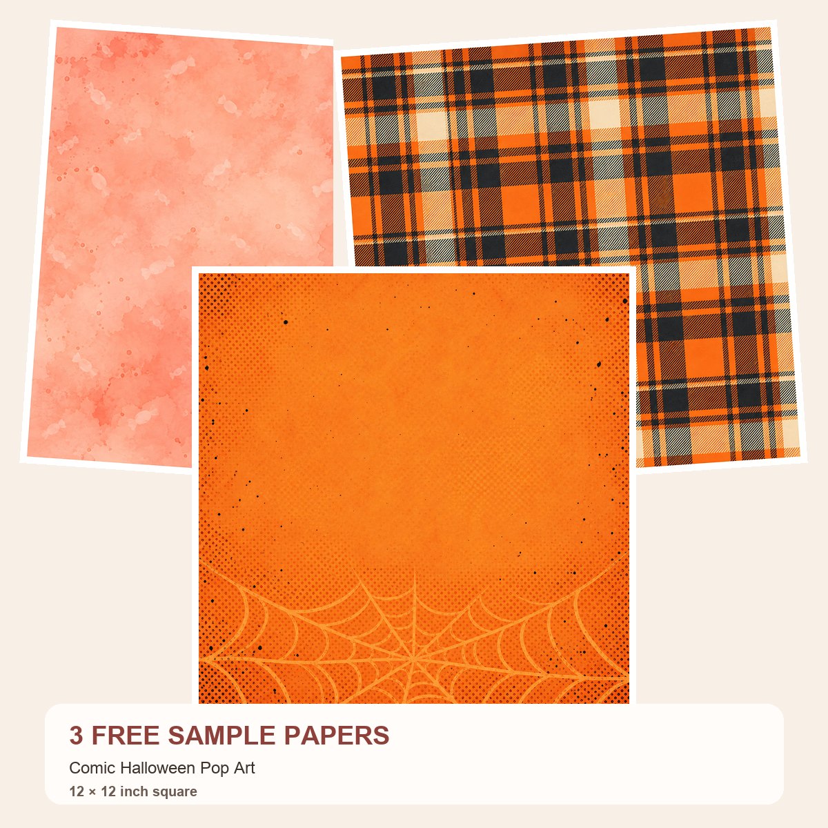 Free Comic Halloween Pop Art – 3 square Paper Samples