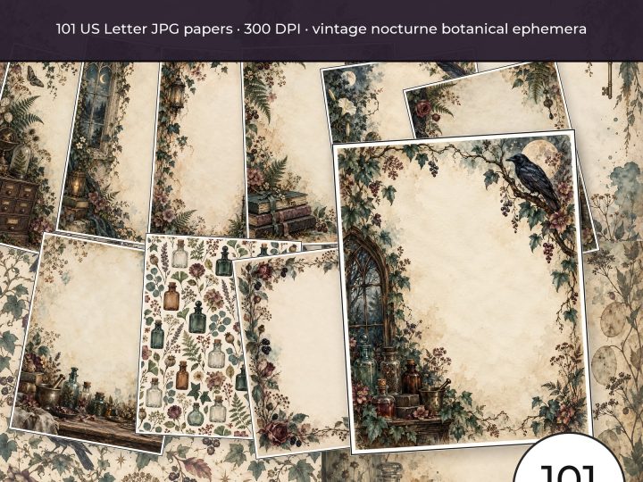 Dark Botanical Digital Papers 101 Gothic