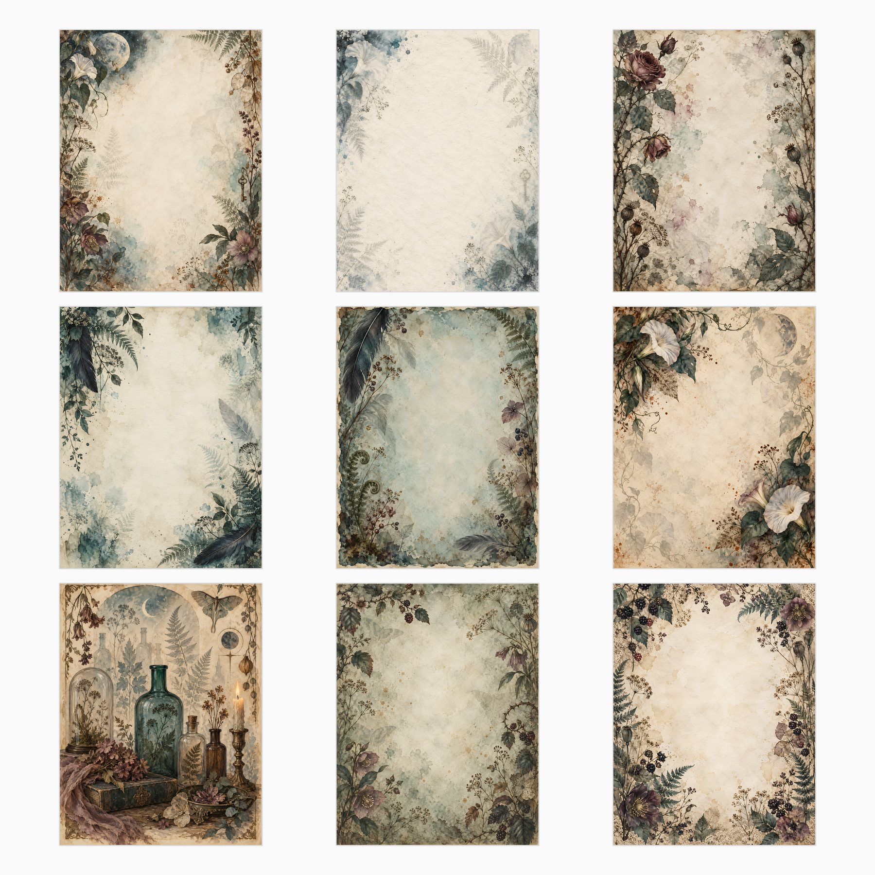 Dark Botanical Digital Papers 101 Gothic preview 2