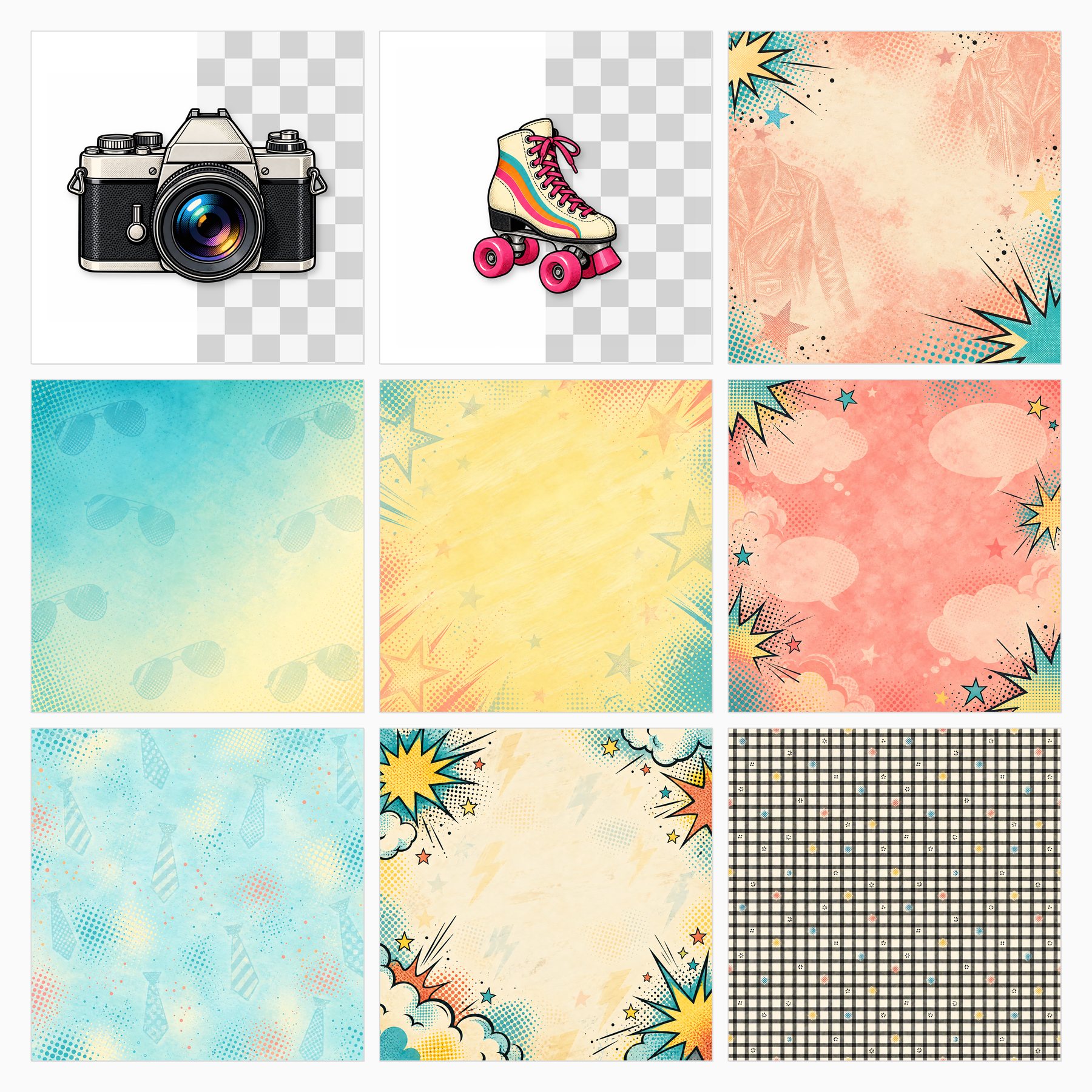 Pop Art Comic Scrapbook Papers and Clipart Bundle for Men and Women preview 4