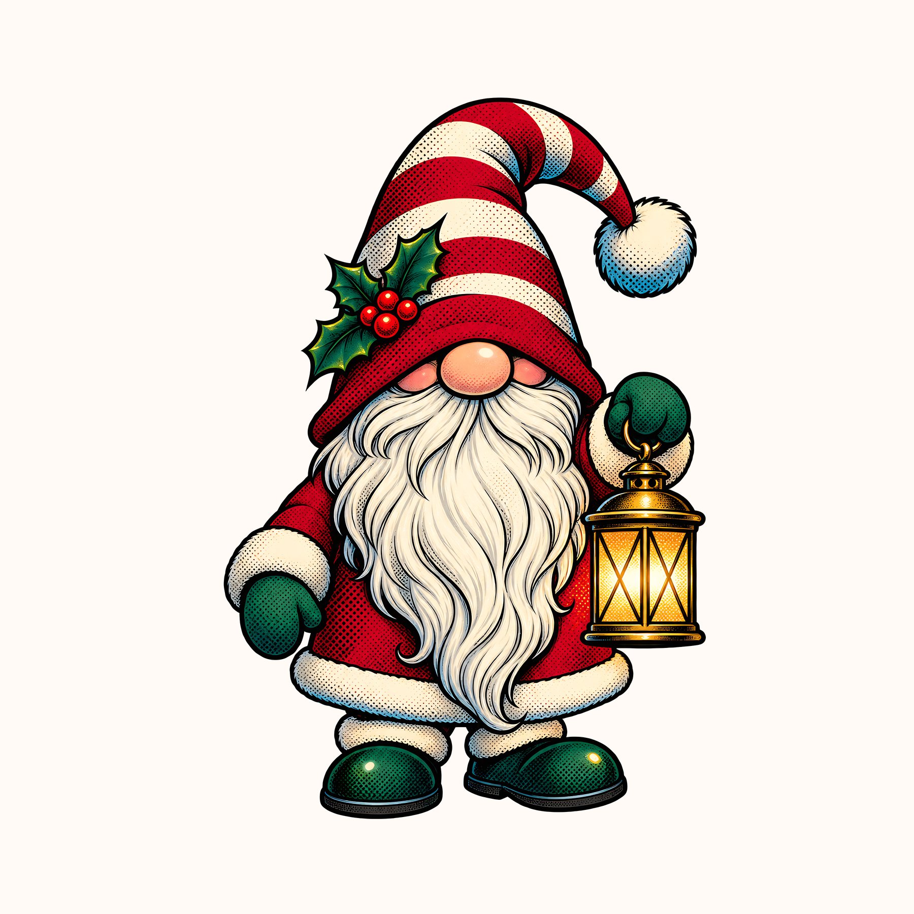 Comic Christmas Gnomes & Santa Pop Art