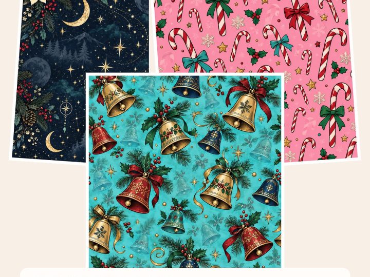 Free Comic Christmas Gnomes & Santa Pop Art – 3 square Paper Samples