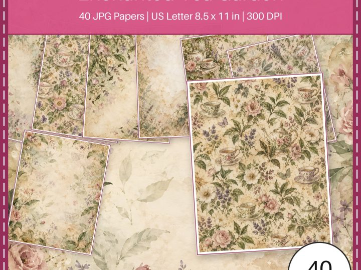 Enchanted Tea Garden — 40 US Letter Papers