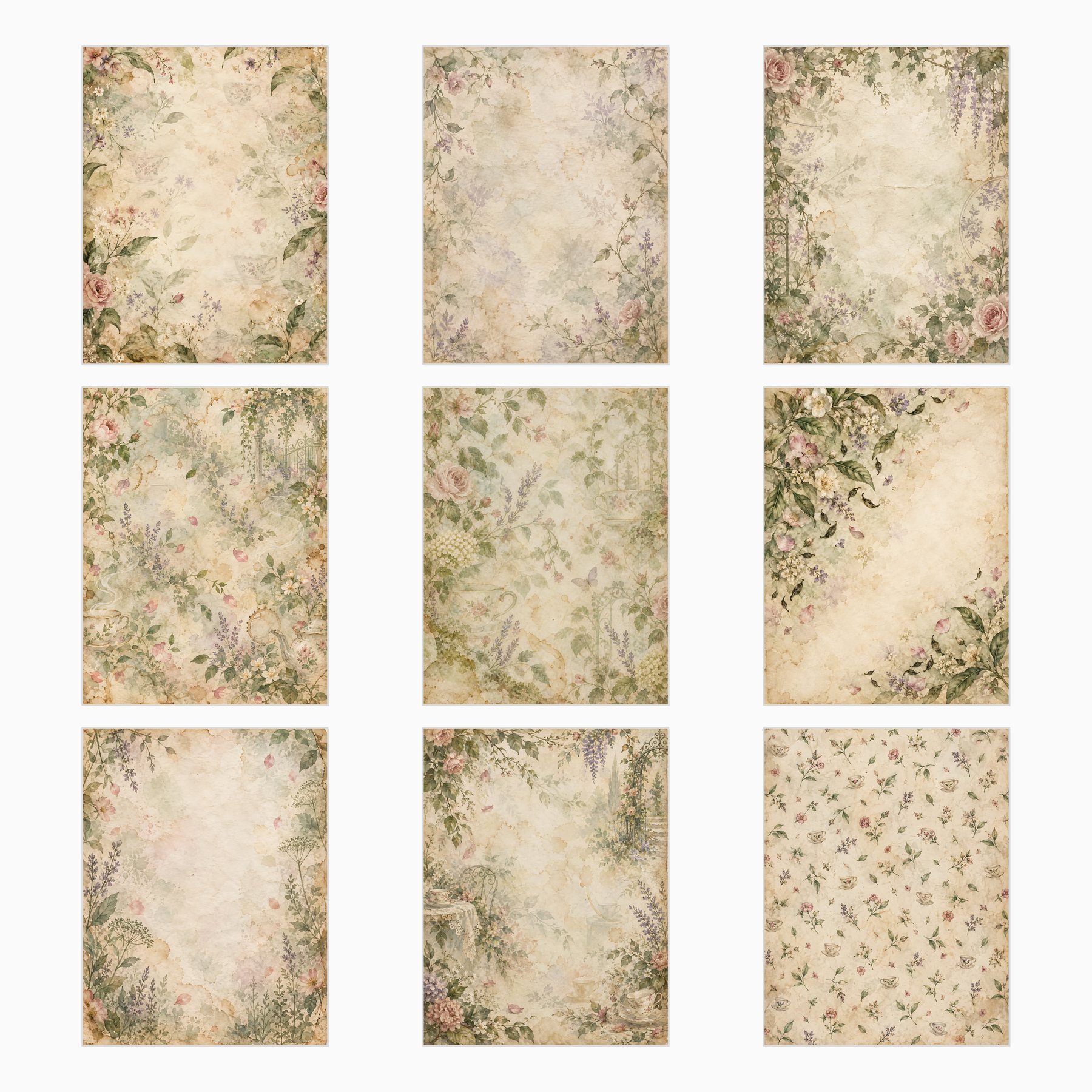 Enchanted Tea Garden — 40 US Letter Papers preview 2