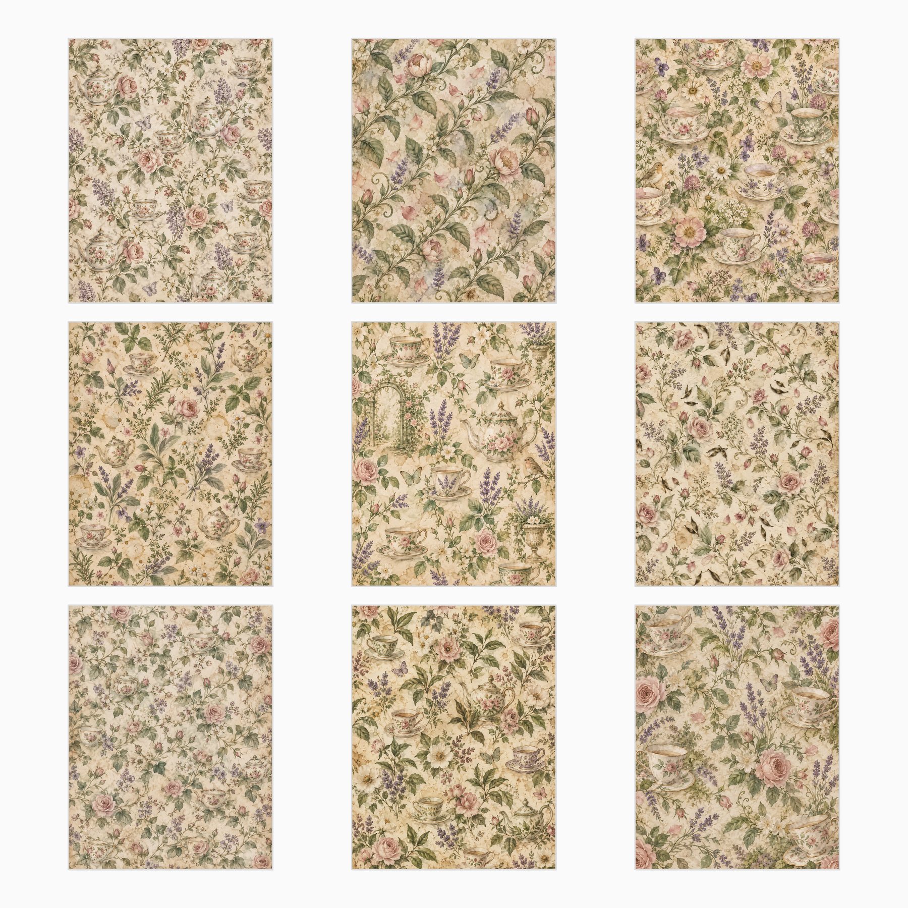 Enchanted Tea Garden — 40 US Letter Papers preview 3