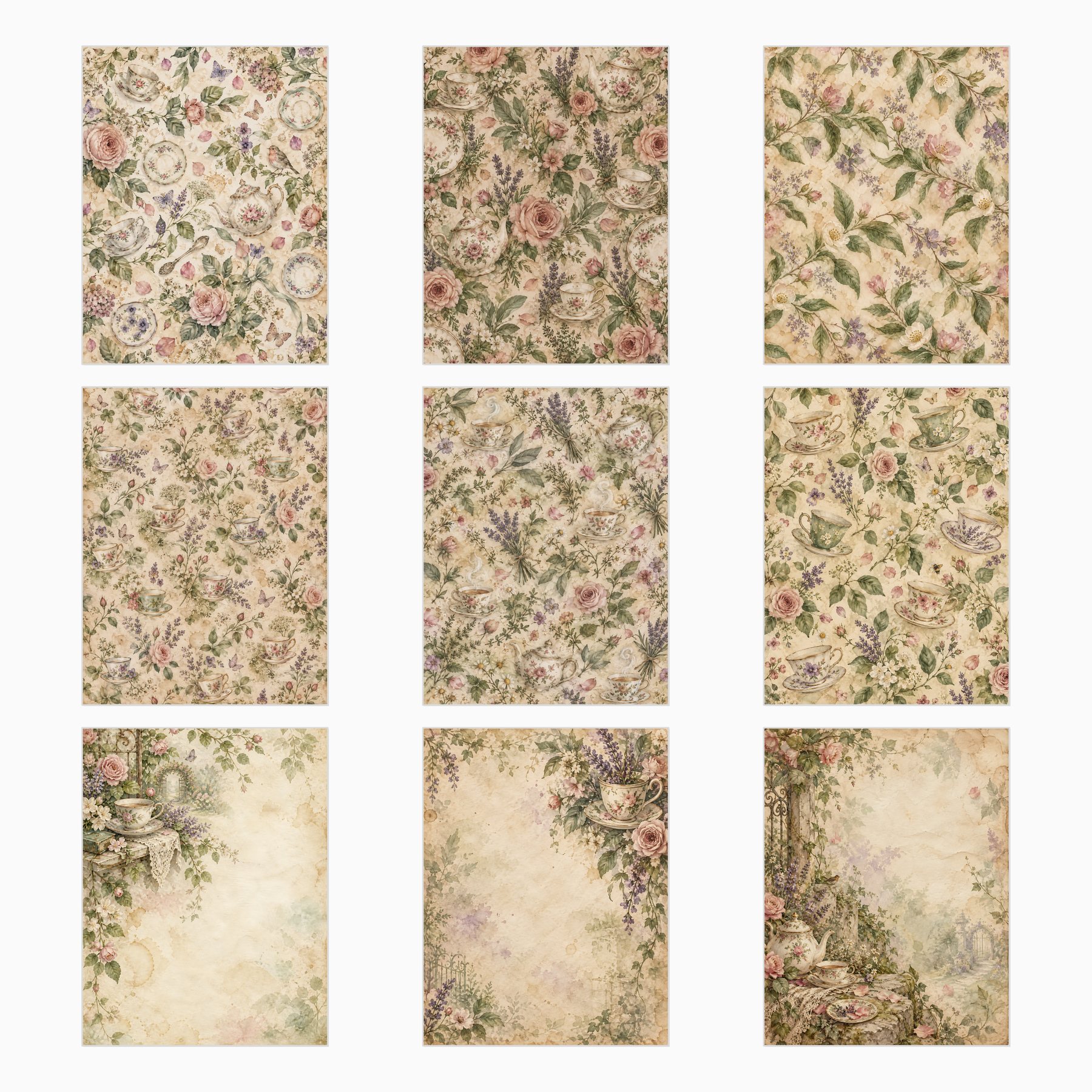 Enchanted Tea Garden — 40 US Letter Papers preview 4