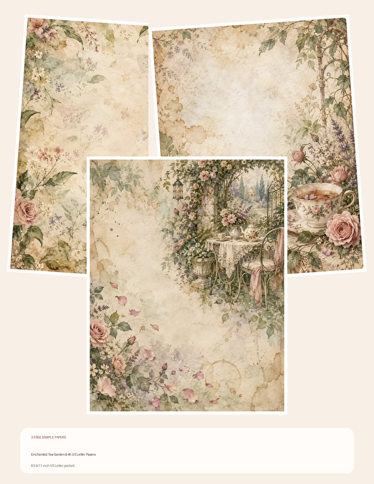 Free Enchanted Tea Garden Paper Samples