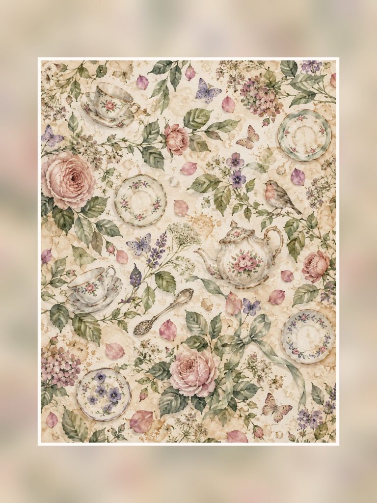 Enchanted Tea Garden — 40 US Letter Papers poster portrait
