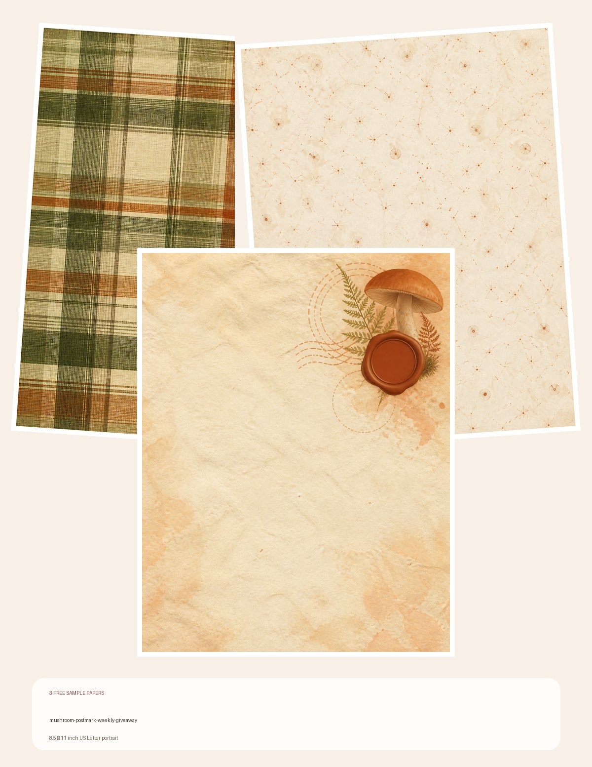 Free mushroom-postmark-weekly-giveaway – 3 Printable Scrapbook Paper Samples
