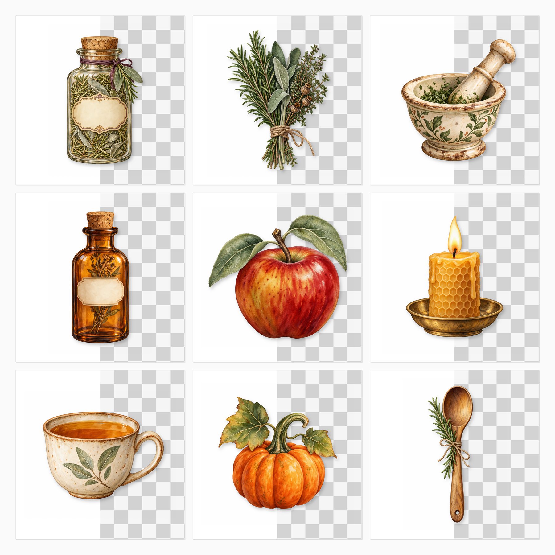Kitchen Witch Autumn Apothecary Digital Papers and PNG Clipart preview 2